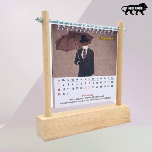 2026 Desk Calendar with Wooden Stand – Table Top