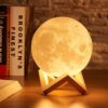 3D Moon Night Lamp with Wooden Stand