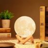 3D Moon Night Lamp with Wooden Stand