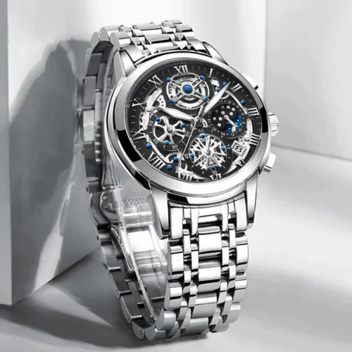 Luxury Stainless Steel Analog Watch – Silver