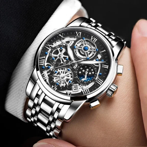 Luxury Stainless Steel Analog Watch – Silver