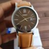 Classic Leather Strap Watch – Brown